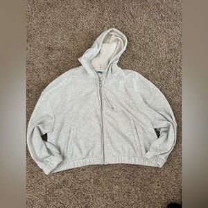 Old Navy Slightly Cropped Gray Zip Up Jacket